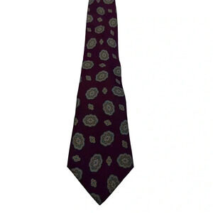 Halston Burgundy Paisley 100% Italian Silk Neck Tie
